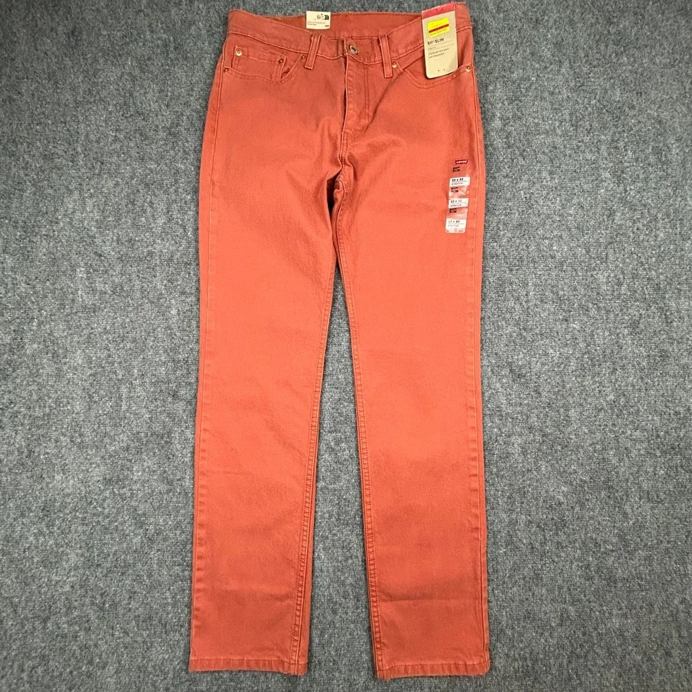 Levis 511 Slim Jeans Mens 32x32 Etruscan Red (Orange) Stretch Twill Pants